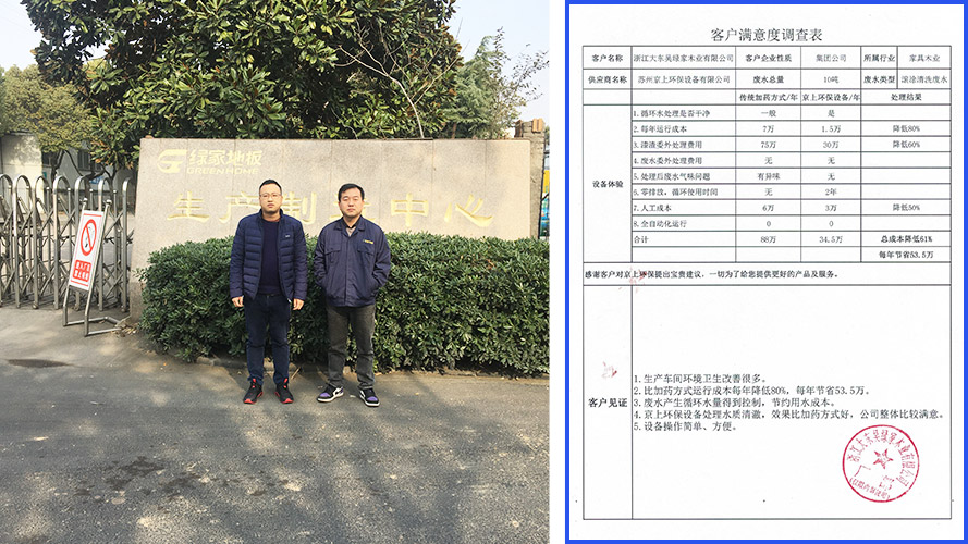 浙江大東吳綠家木業(yè)水性油漆廢水處理設備案例
